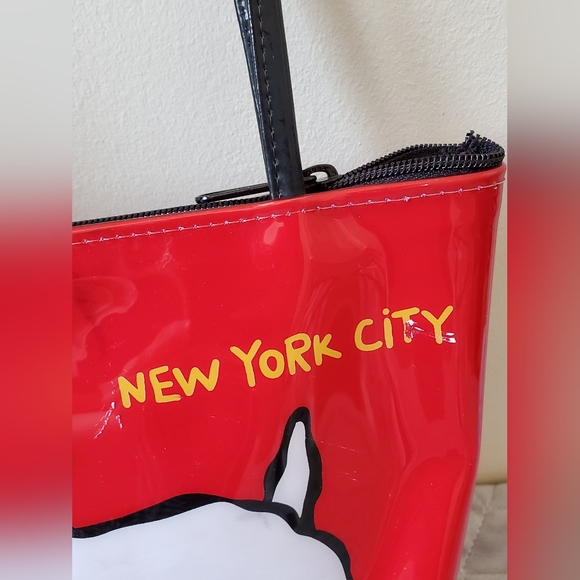 Marc Tetro NYC Westie Small Red Zipper Top Handle Purse Tote - Picture 3 of 4